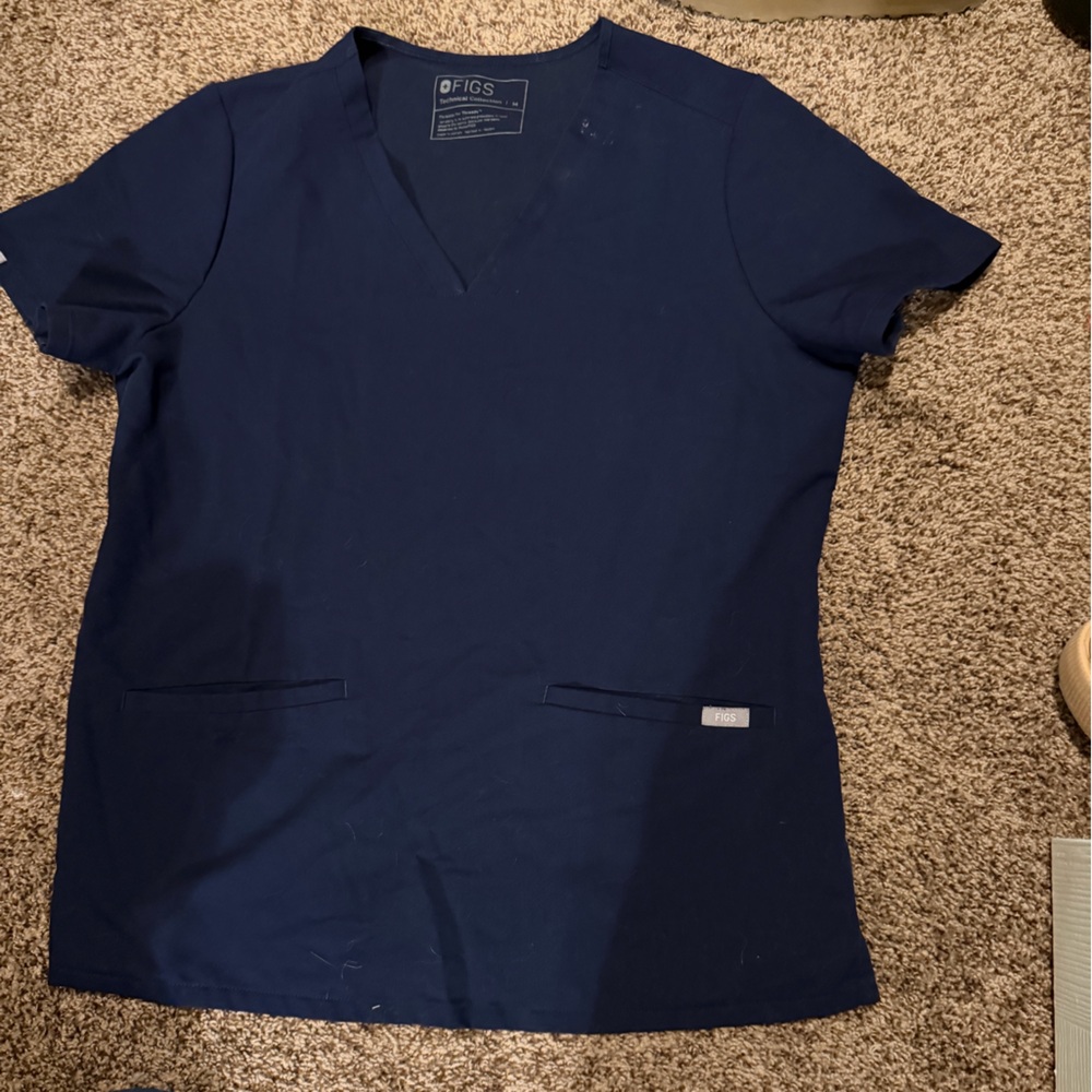 Figs Navy V-Neck Scrub Top